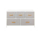 39" White and Gray Steel and Fabric Five Drawer Dresser