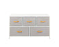 39" White and Gray Steel and Fabric Five Drawer Dresser