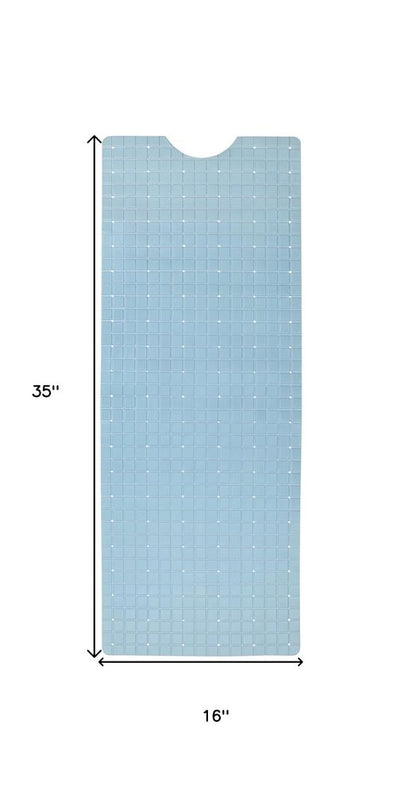 40" Light Blue Geometric Tiles Non Slip Bathtub Mat