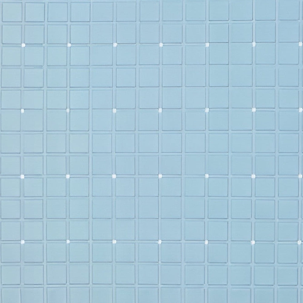 40" Light Blue Geometric Tiles Non Slip Bathtub Mat