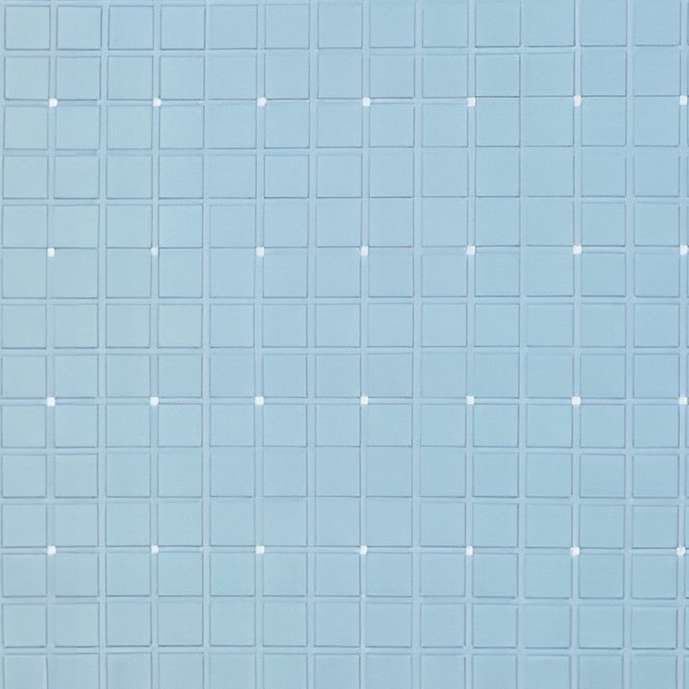 40" Light Blue Geometric Tiles Non Slip Bathtub Mat
