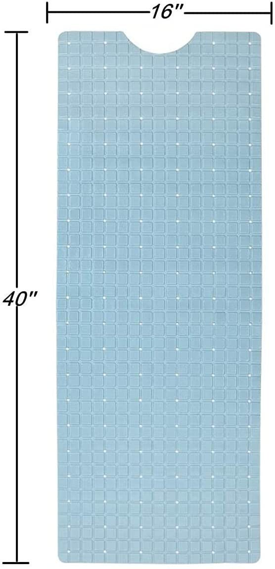 40" Light Blue Geometric Tiles Non Slip Bathtub Mat