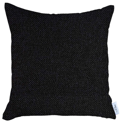 18" X 18" Black Solid Color Zippered Handmade Polyester Throw Pillow Cover