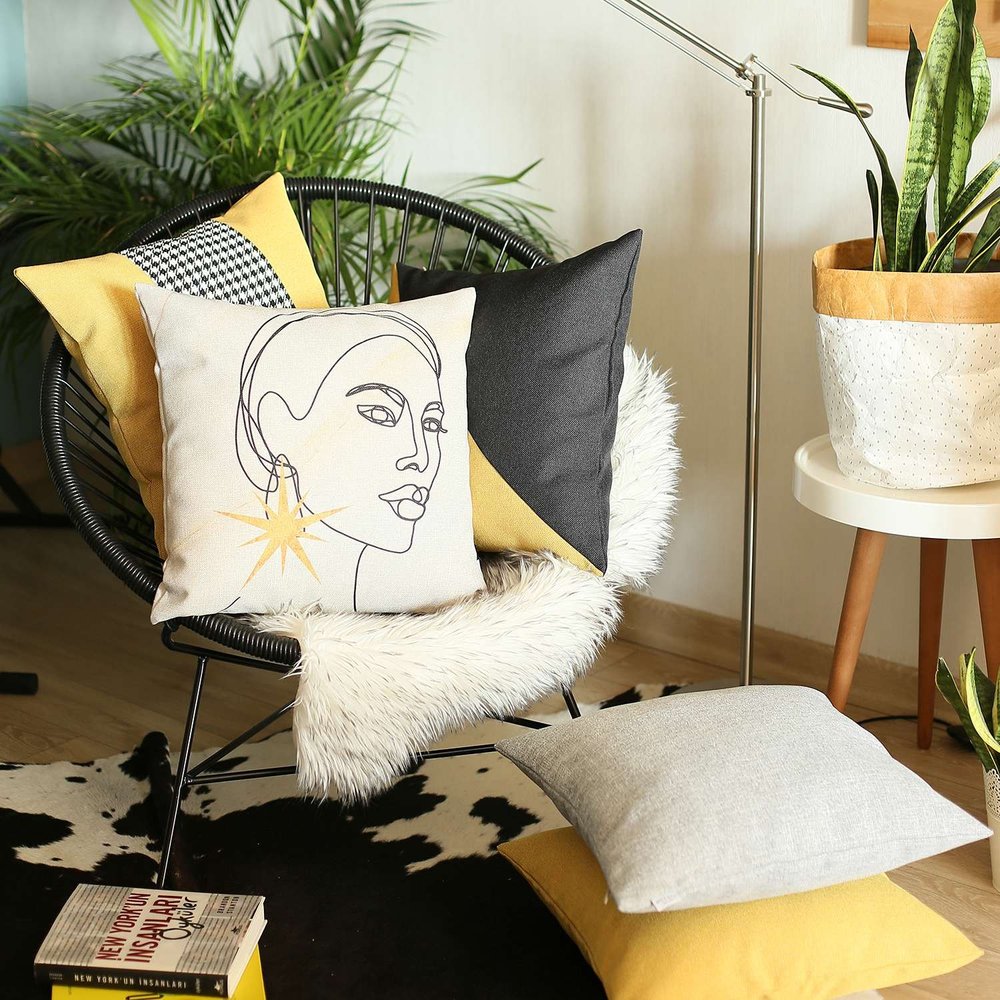 18" Yellow Throw Pillow Cover