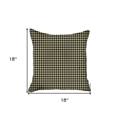 18" Yellow and Black Houndstooth Throw Pillow Cover