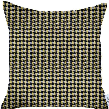 18" Yellow and Black Houndstooth Throw Pillow Cover