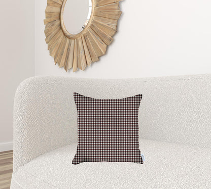 18" X 18" Red Houndstooth Zippered Handmade Polyester Throw Pillow Cover