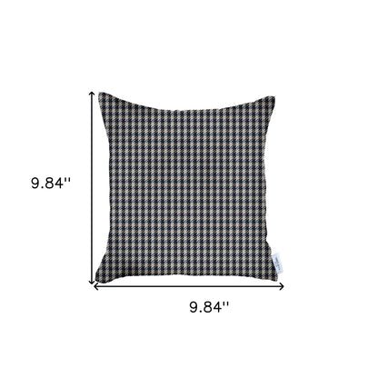 18" X 18" Black Houndstooth Polyester Zippered Pillow Cover