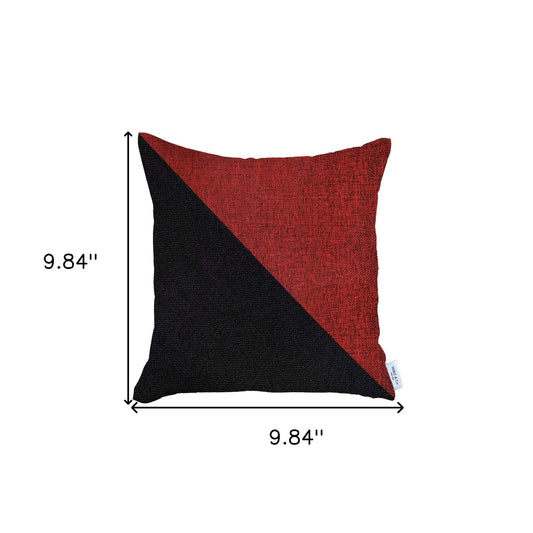 18" X 18" Red And Black Geometric Zippered Handmade Polyester Throw Pillow Cover