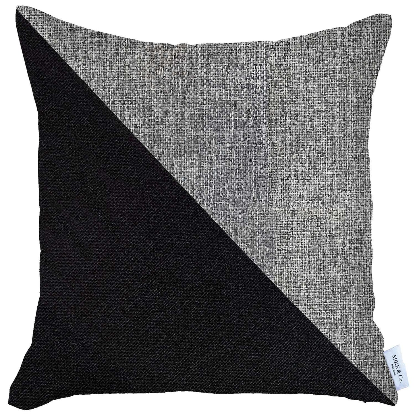 18" X 18" Grey And Black Geometric Zippered Handmade Polyester Throw Pillow Cover