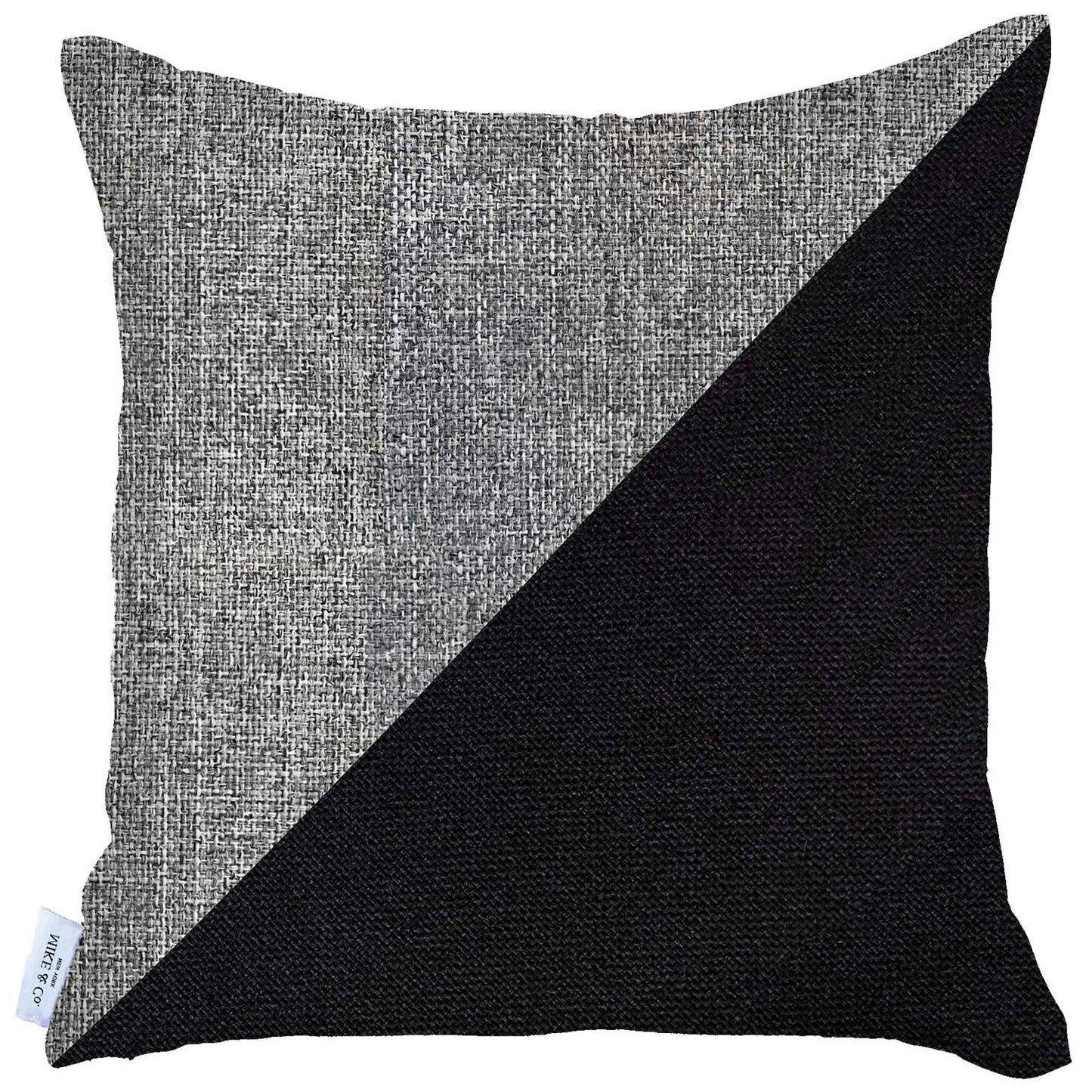 18" X 18" Grey And Black Geometric Zippered Handmade Polyester Throw Pillow Cover