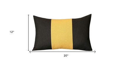 12" X 20" Black and Yellow Color Block Throw Pillow Cover