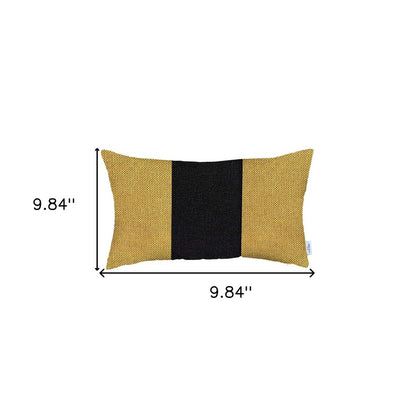 12" X 20" Black And Yellow Geometric Zippered Handmade Polyester Lumbar Pillow Cover