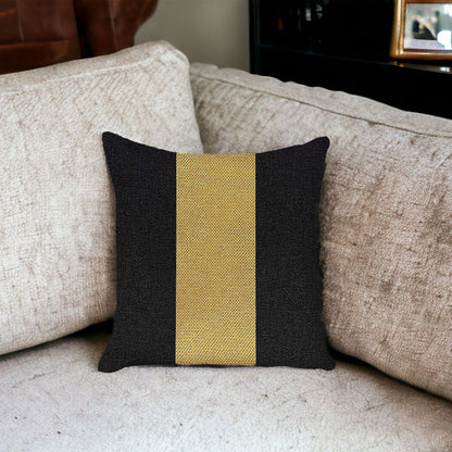 18" X 18" Black And Yellow Geometric Zippered Handmade Polyester Throw Pillow Cover