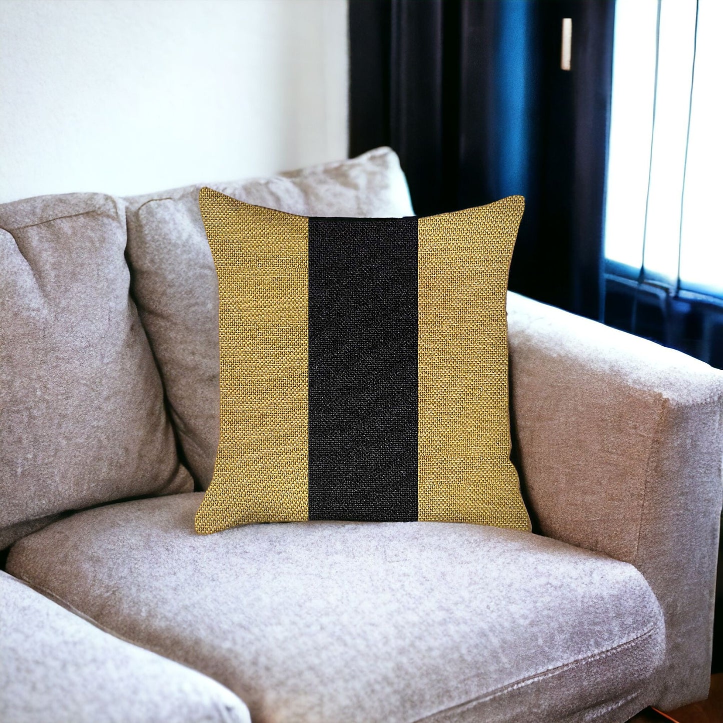 18" X 18" Yellow And Black Geometric Zippered Handmade Polyester Throw Pillow Cover