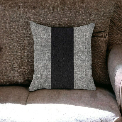 18" X 18" Grey And Black Geometric Zippered Handmade Polyester Throw Pillow Cover