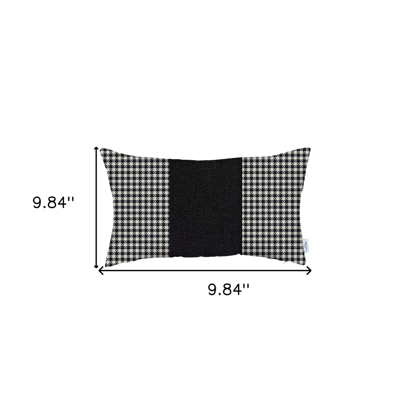 12" X 20" White And Black Houndstooth Zippered Handmade Polyester Lumbar Pillow Cover