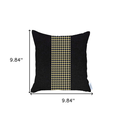 18" X 18" Black And Yellow Houndstooth Zippered Handmade Polyester Throw Pillow Cover