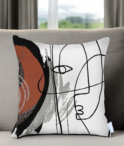 18" X 18" Black And Red Abstract Zippered Handmade Polyester Throw Pillow Cover