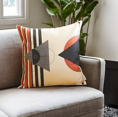 18" Black and Orange Abstract Throw Pillow Cover