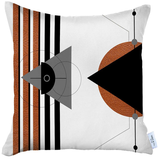 18" Black and Orange Abstract Throw Pillow Cover