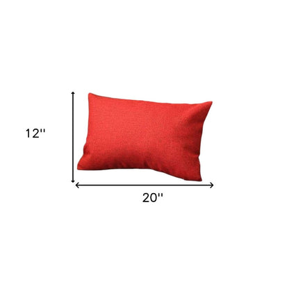 Set of Two 12" X 20" Red Fabric Lumbar Throw Pillows
