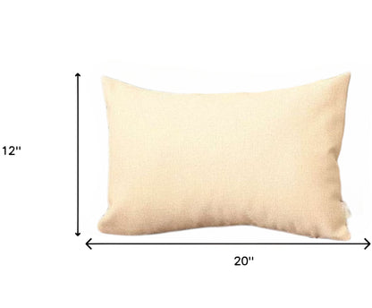 Set Of Two 20" X 12" Ivory Polyester Zippered Pillow