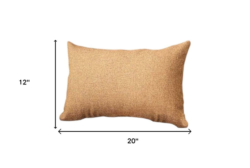 Set of Two 12" X 20" Brown Fabric Lumbar Throw Pillows