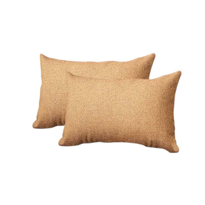 Set of Two 12" X 20" Brown Fabric Lumbar Throw Pillows