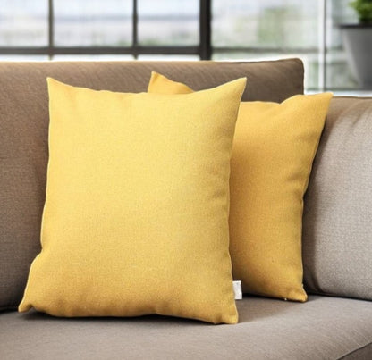 Set Of Two 18" X 18" Yellow Polyester Zippered Pillow