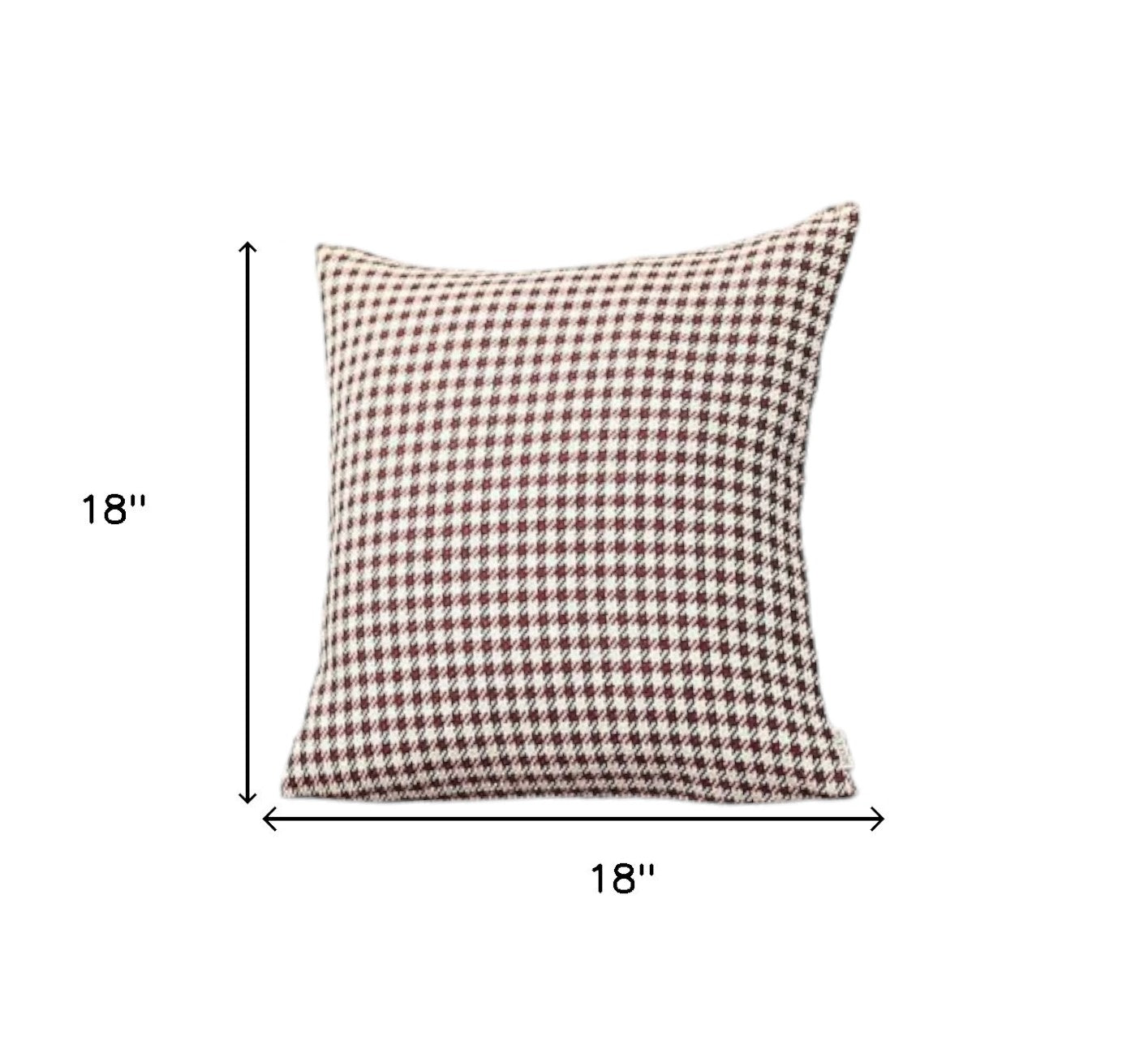 Set Of Two 18" X 18" Red Polyester Houndstooth Zippered Pillow