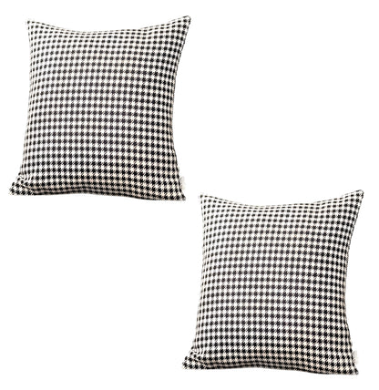 Set Of Two 18" X 18" Grey Polyester Houndstooth Zippered Pillow