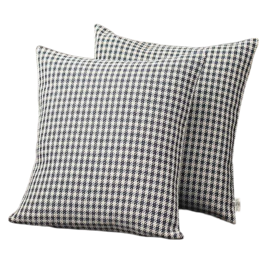 Set Of Two 18" X 18" Black Polyester Houndstooth Zippered Pillow