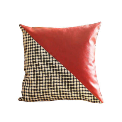 Set Of Two 18" X 18" Black And Red Polyester Houndstooth Zippered Pillow