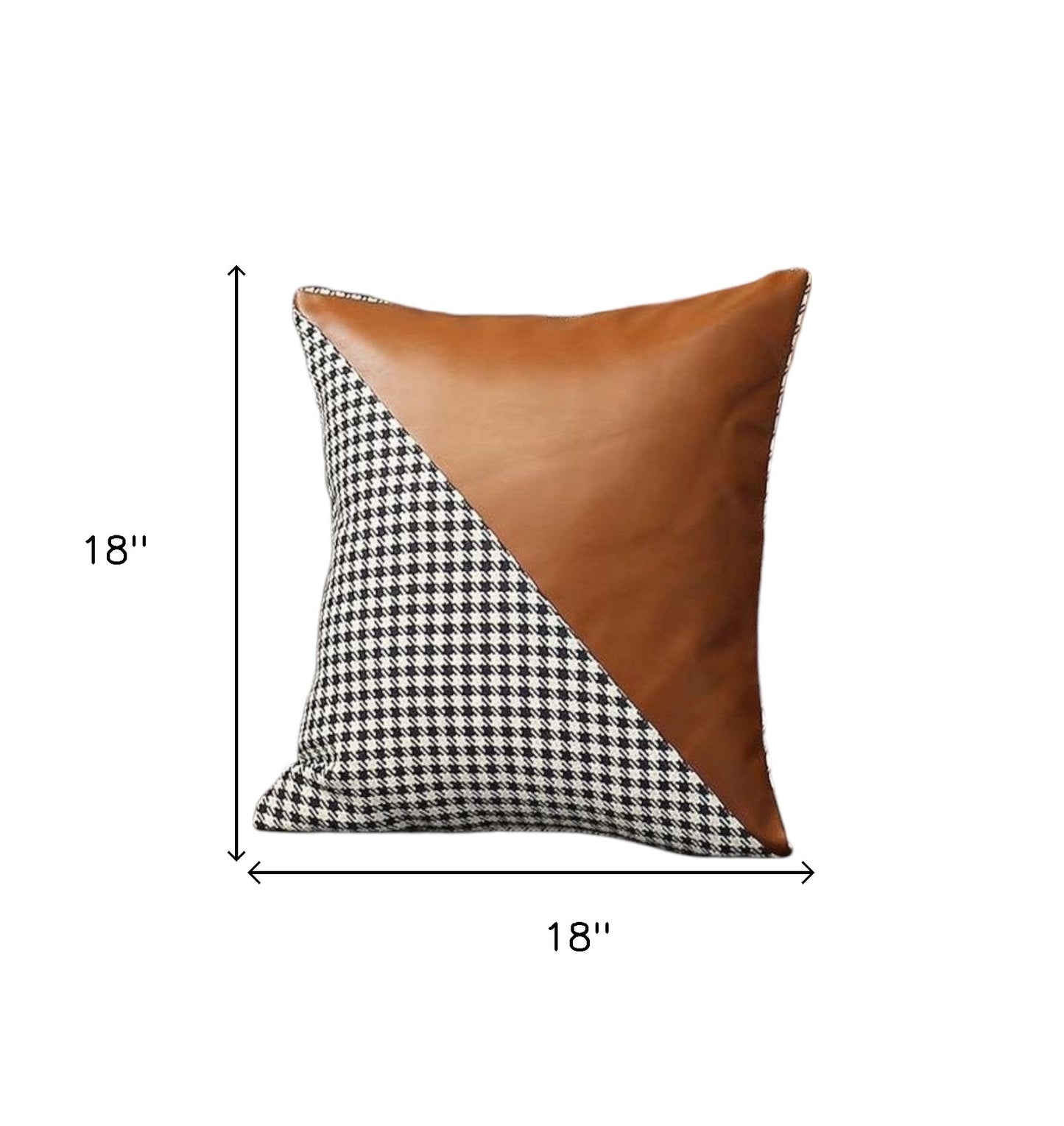 Set Of Two 18" X 18" Brown And Black Polyester Houndstooth Zippered Pillow