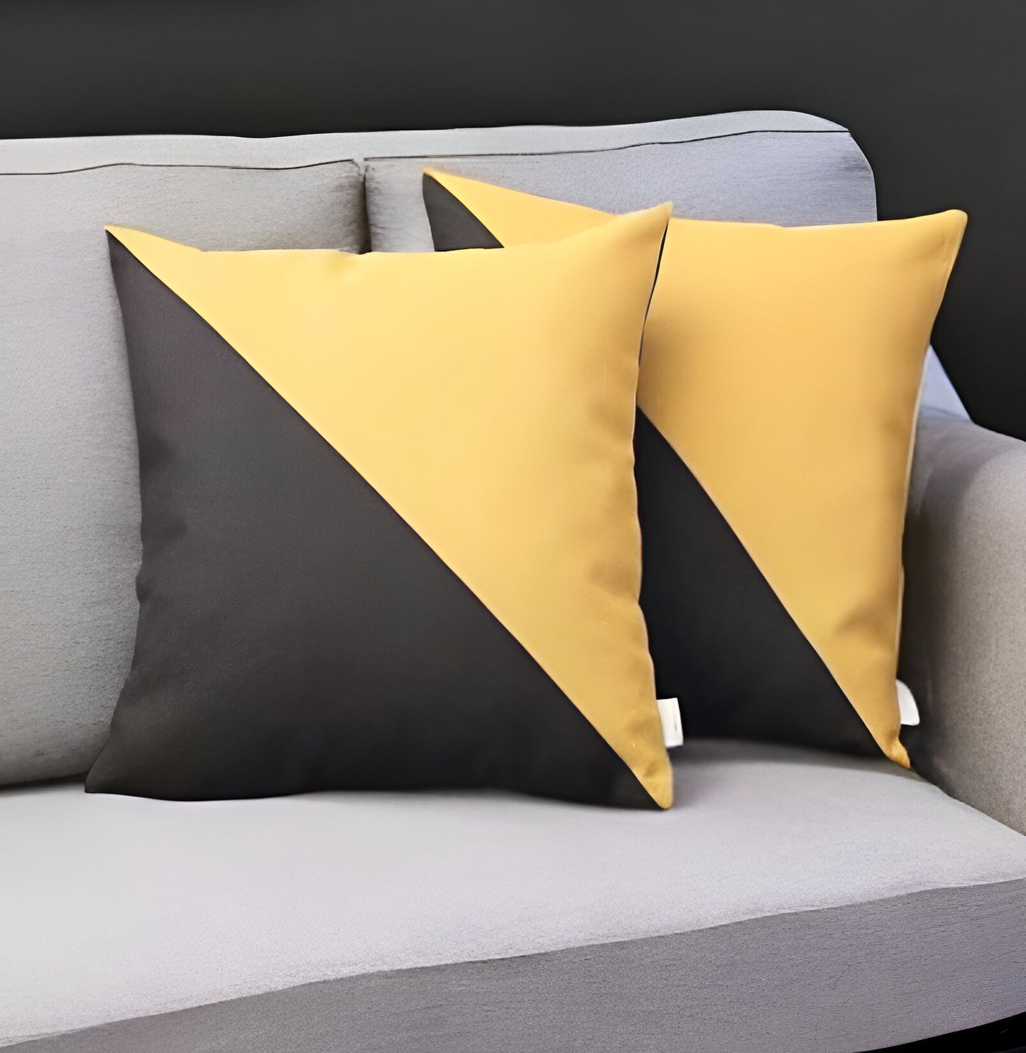 Set of Two 18" Yellow and Black Throw Pillow