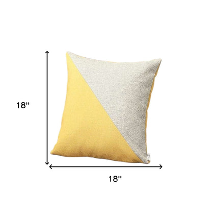 Set Of Two 18" X 18" Grey And Yellow Polyester Geometric Zippered Pillow