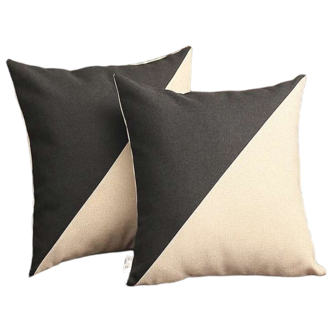 Set Of Two 18" X 18" Black And Grey Polyester Geometric Zippered Pillow