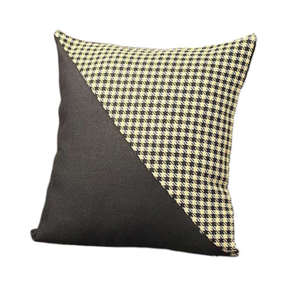 Set Of Two 18" X 18" Black And Yellow Polyester Houndstooth Zippered Pillow