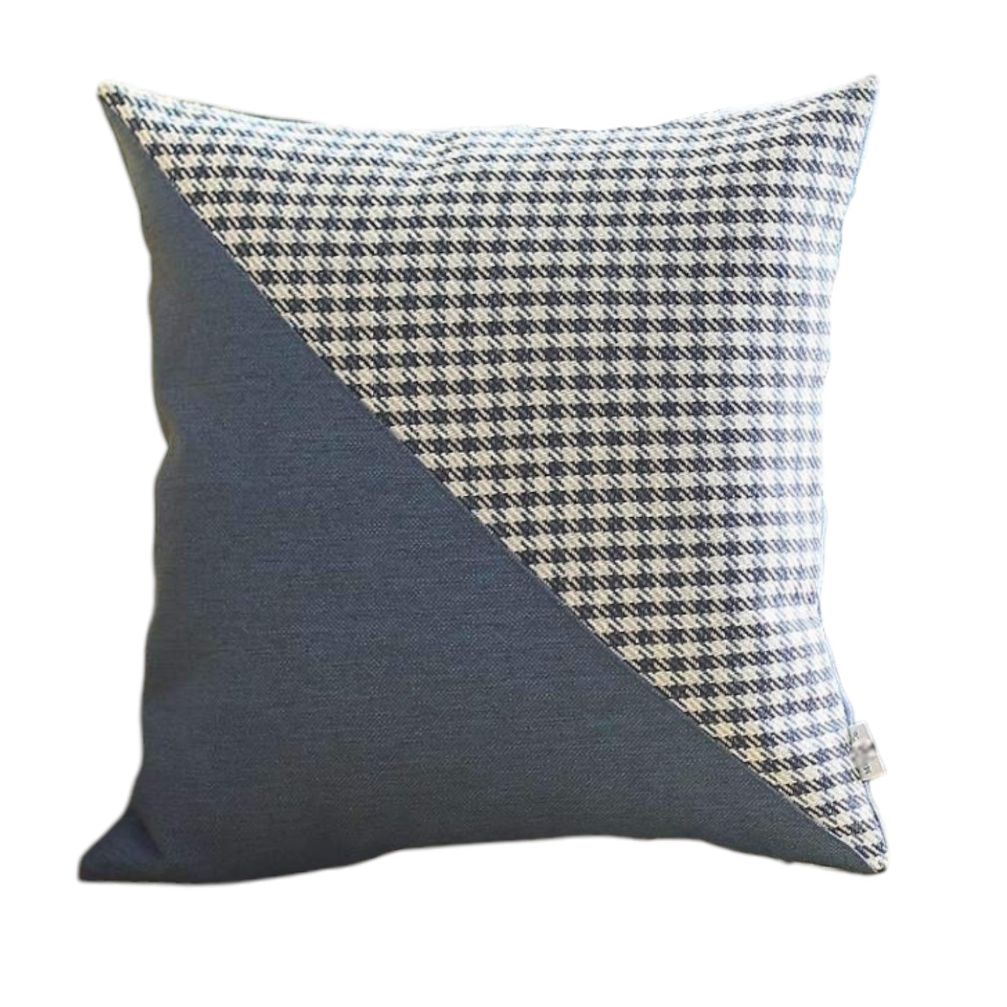 Set Of Two 18" X 18" Black And Blue Polyester Houndstooth Zippered Pillow