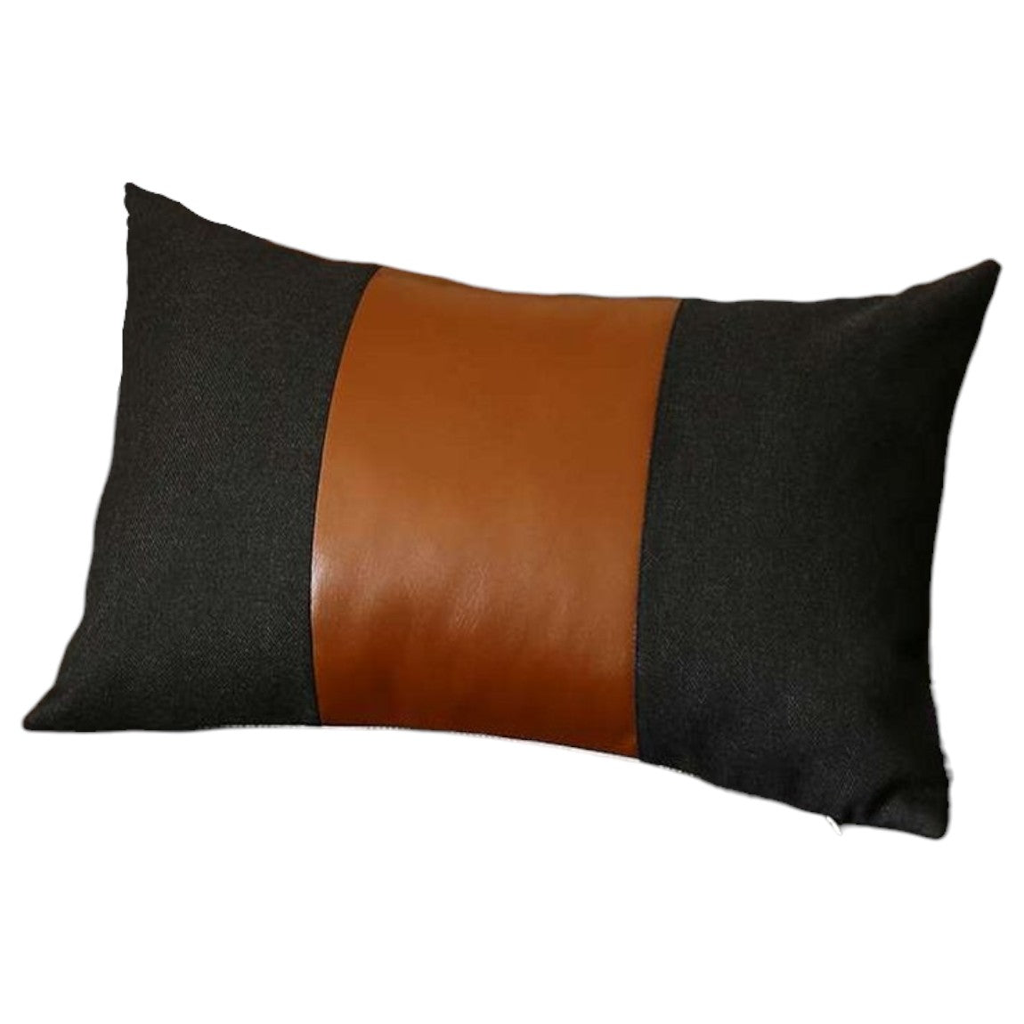 Set Of Two 20" X 12" Black And Brown Polyester Geometric Zippered Pillow