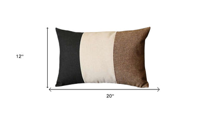 Set Of Two 20" X 12" Black Grey And Brown Polyester Geometric Zippered Pillow