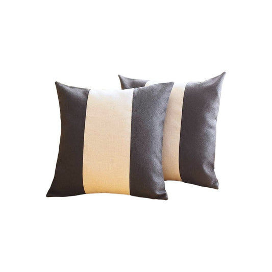 Set Of Two 18" X 18" Grey And Black Geometric Zippered Handmade Polyester Throw Pillow