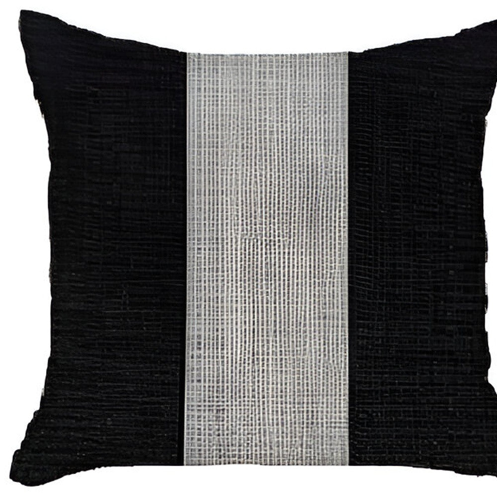 Set Of Two 18" X 18" Grey And Black Geometric Zippered Handmade Polyester Throw Pillow