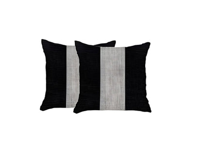 Set Of Two 18" X 18" Grey And Black Geometric Zippered Handmade Polyester Throw Pillow