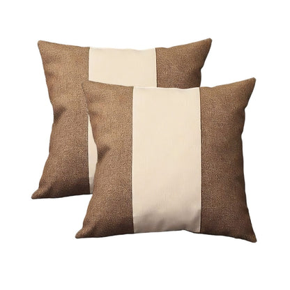 Set Of Two 18" X 18" Brown And Grey Polyester Geometric Zippered Pillow