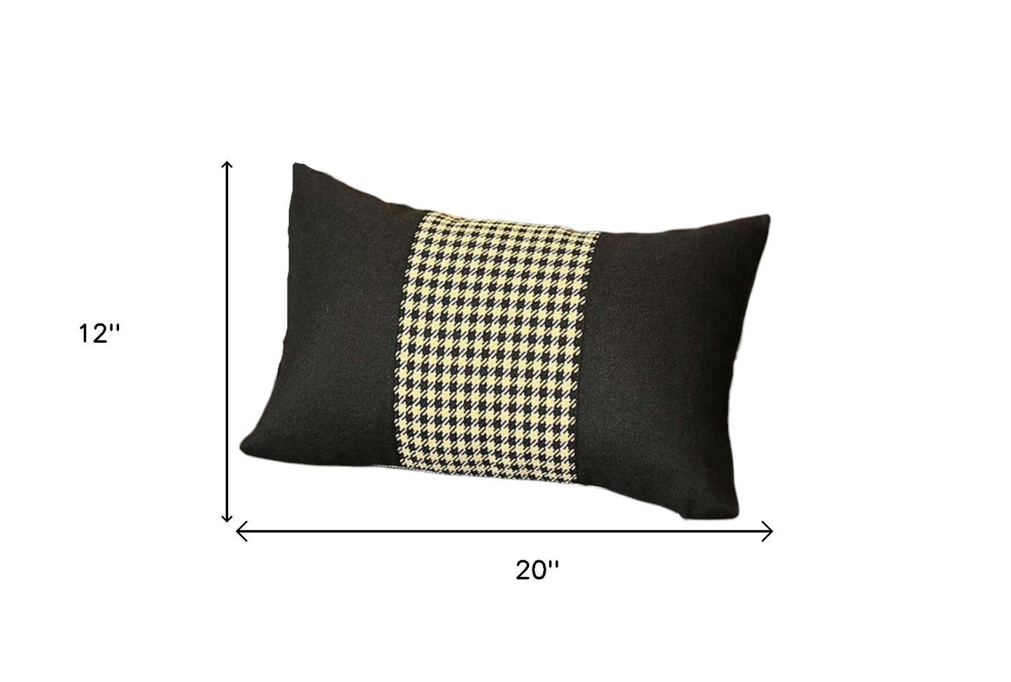 Set Of Two 20" X 12" Black And Yellow Polyester Houndstooth Zippered Pillow