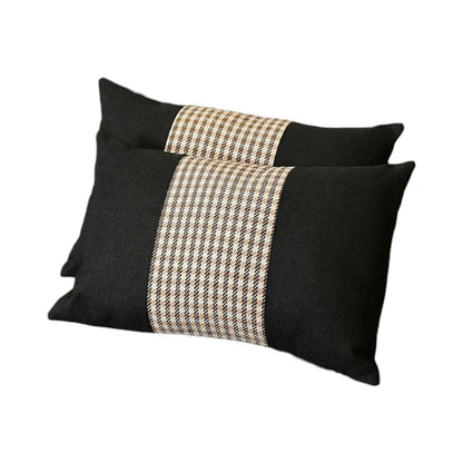 Set Of Two 20" X 12" Black And Brown Polyester Houndstooth Zippered Pillow