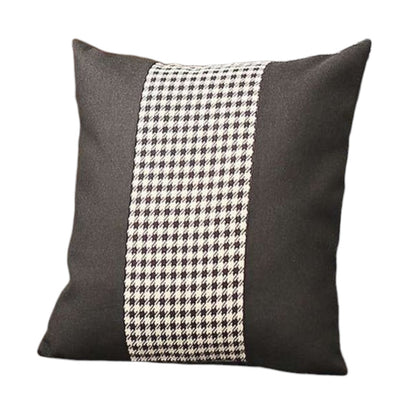 Set Of Two 18" X 18" Black And White Polyester Houndstooth Zippered Pillow