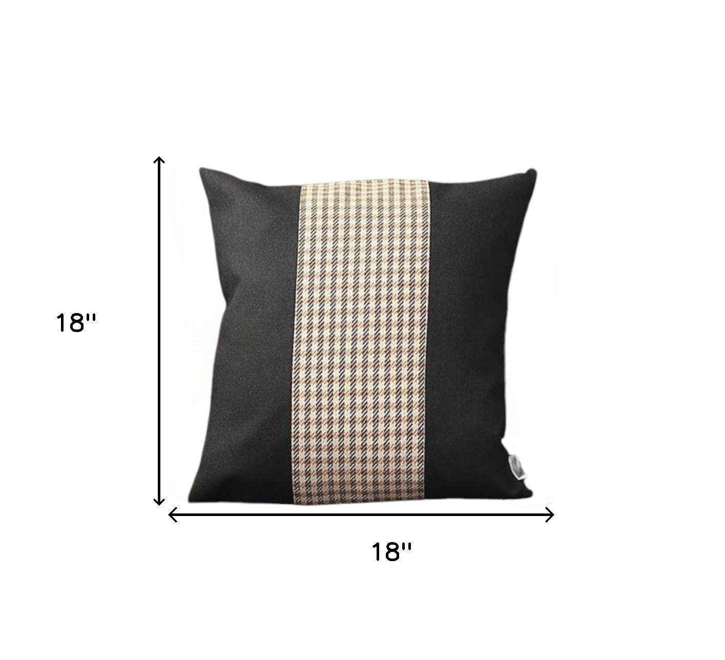 Set Of Two 18" X 18" Black And Brown Polyester Houndstooth Zippered Pillow